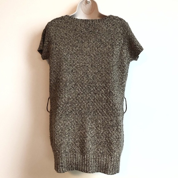 🆕 a.n.a textured short sleeve tunic sweater large pullover brown neutral - Picture 2 of 8